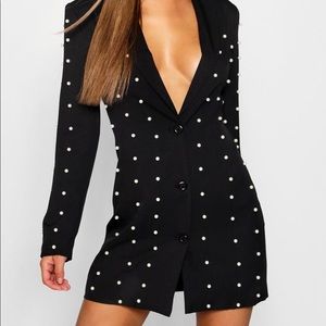 Boohoo Pearl Black Blazer-Dress